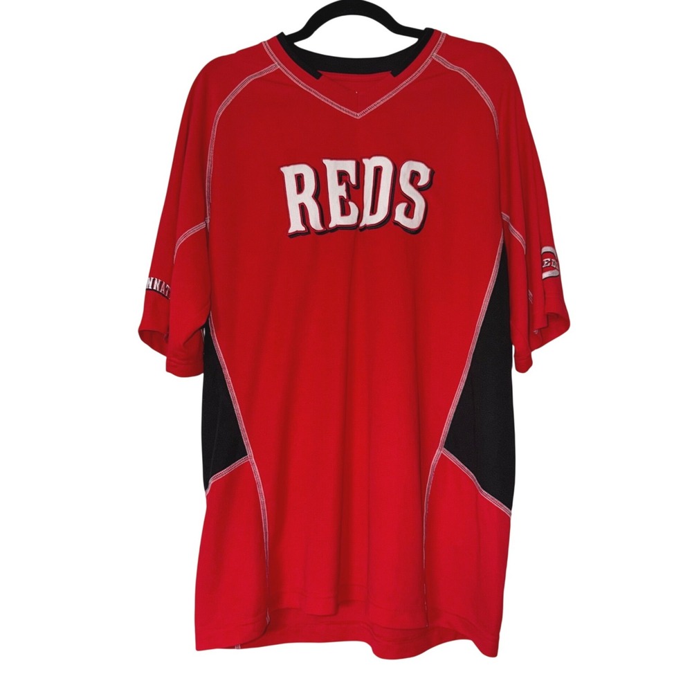 Majestic Cincinnati Reds MLB Baseball Jersey Red Black Mens XL Embroidered‎ Logo